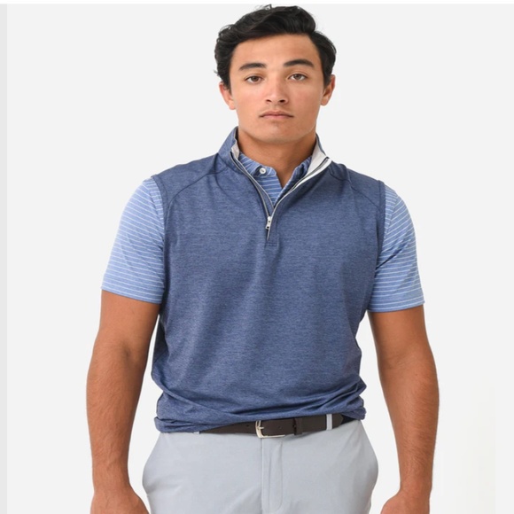 NWT Peter Millar Crown Navy Crafted Stealth Performance 1/4 Zip Blue Vest Small - Picture 1 of 11